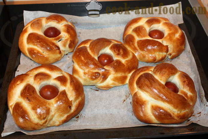 Tasty buns na may itlog Easter - kung paano gumawa ng isang masarap Easter biskwit, isang hakbang-hakbang recipe litrato