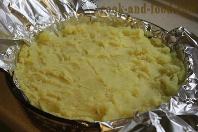 English patatas pie na may karne at mushroom - kung paano magluto ng isang kaserol ng patatas at karne, na may isang hakbang-hakbang recipe litrato