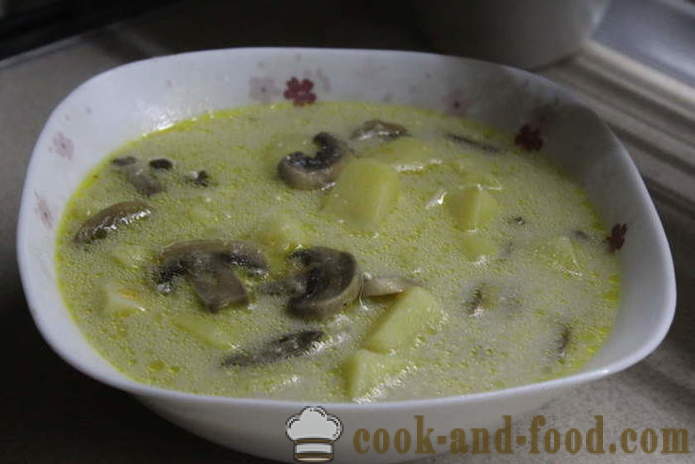 Mushroom sopas na may keso - kung paano magluto cheese soup na may mushroom kanang mabilis na masarap, na may isang hakbang-hakbang recipe litrato