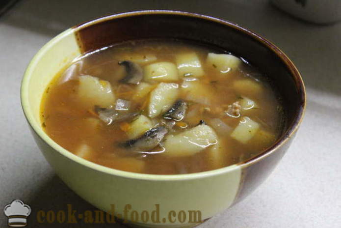 Lentil sopas na may mushroom at tomato juice - kung paano gumawa ng lentil sopas na may kamatis, hakbang-hakbang recipe litrato