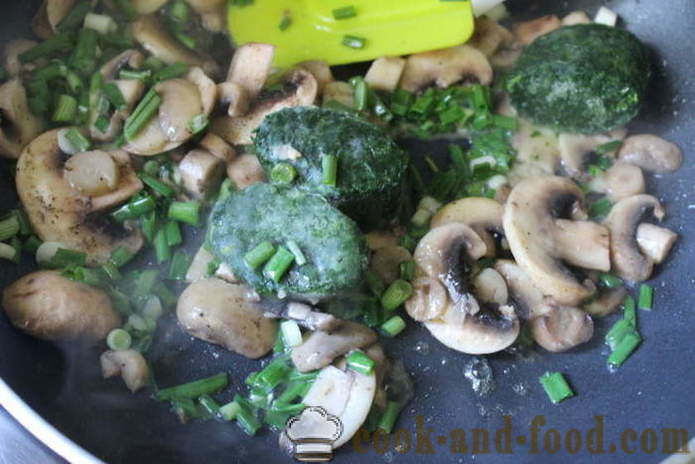 Paru-paro Farfalle sa isang mag-atas sauce na may spinach at mushroom - kung paano magluto Farfalle sa isang mag-atas sauce, isang hakbang-hakbang recipe litrato