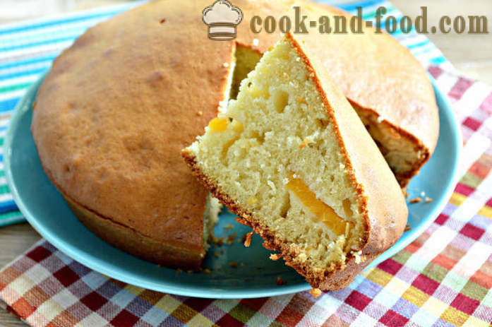 Naging halaya aprikot Cake sa kepe - isang simple at mabilis, kung paano maghurno aprikot pie sa oven, na may isang hakbang-hakbang recipe litrato