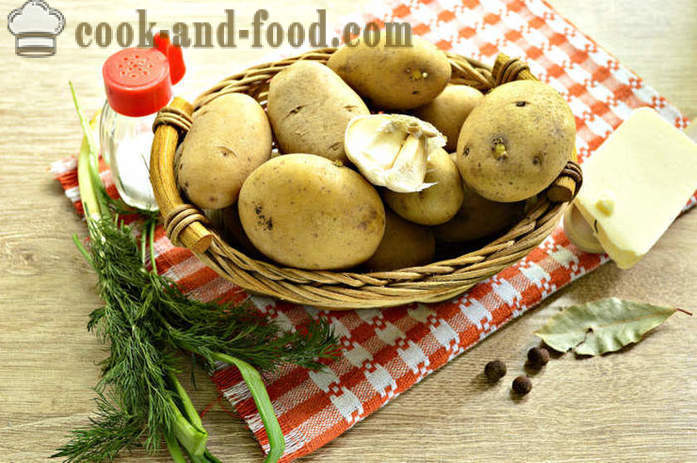 Pinakuluang bagong patatas na may bawang at herbs - kung paano magluto ng mga bagong patatas masarap at maayos na hakbang sa pamamagitan ng hakbang recipe litrato