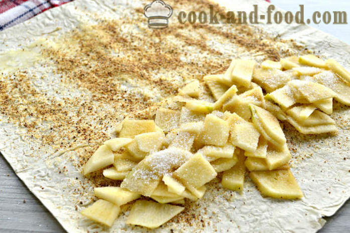 Apple strudel lavash - kung paano magluto strudel ng pita sa hurno, na may isang hakbang-hakbang recipe litrato
