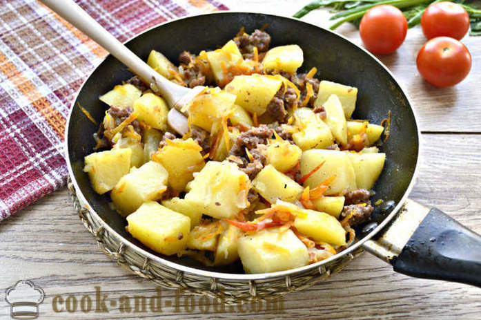 Patatas nilaga na may karne at mga gulay - kung paano magluto ng masarap na patatas sa isang kawali, isang hakbang-hakbang recipe litrato