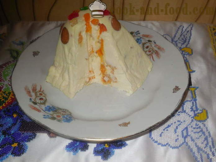 Curd Easter walang raw itlog - kung paano gumawa ng cottage cheese paskua na krudo, hakbang-hakbang recipe litrato