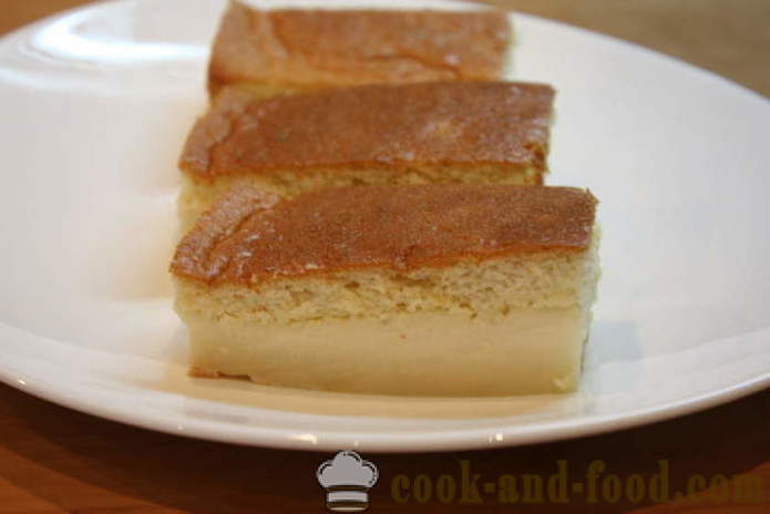 Three-layer magic cake - Paano gumawa ng isang tatlong-keyk mula sa parehong tela, isang hakbang-hakbang recipe litrato