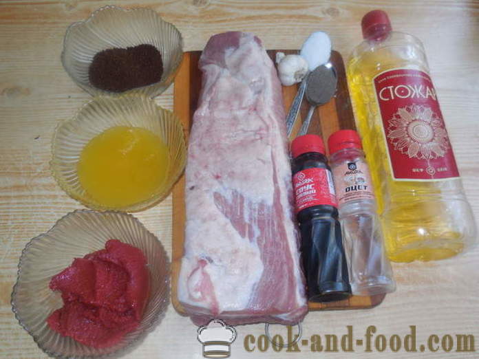 Lutong pork ribs na may honey at toyo - kung paano maghurno pork ribs sa hurno, na may isang hakbang-hakbang recipe litrato