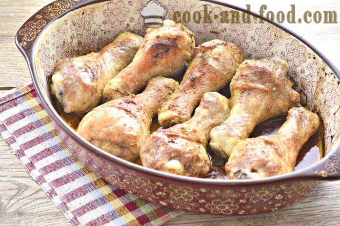 Delicious chicken drumsticks sa oven - bilang isang masarap na lutong panambol manok, isang hakbang-hakbang recipe litrato