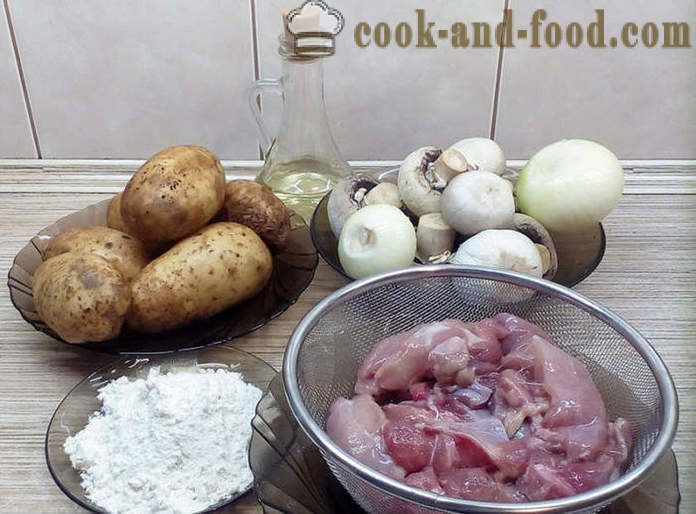 Tasty inihaw na may patatas sa oven - kung paano magluto ng inihaw na may patatas, karne at mushroom, isang hakbang-hakbang recipe litrato
