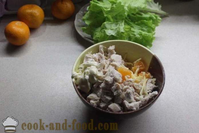 Salad ng Bagong Taon na may dibdib ng manok at mandarin - kung paano upang maghanda ng isang salad na may manok at Mandarins, ang isang hakbang-hakbang recipe litrato
