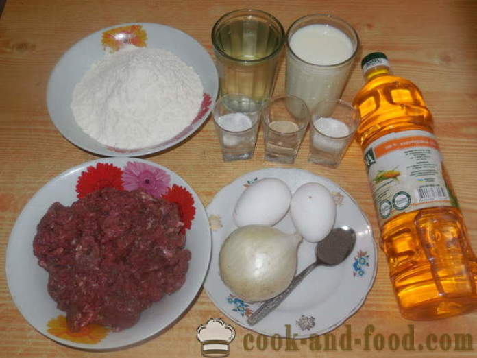 Tatar ulam Cainari - kung paano gumawa ng tortillas na may karne sa hurno, na may isang hakbang-hakbang recipe litrato