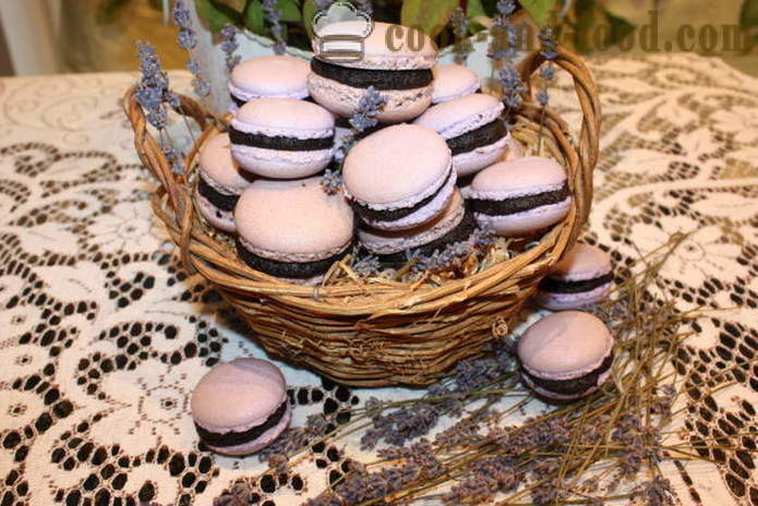 Cookies makarons mainam lavender - kung paano gawin makarons sa bahay, hakbang-hakbang recipe litrato