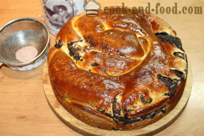 Poppy seed cake lebadura-snail - kung paano gumawa ng poppy seed cake mula sa lebadura kuwarta, isang hakbang-hakbang recipe litrato