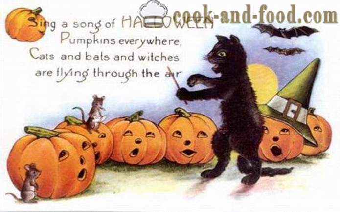 Nakakatakot Halloween cards na may afternoon - larawan at mga postkard para sa Halloween para sa libreng