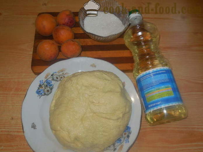 Cake mula sa cottage cheese masa na may aprikot sa isang pan - kung paano gumawa ng cake na may mga aprikot, hakbang-hakbang recipe litrato