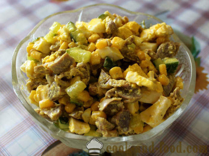 Salad na may sausage keso at chicken navels - kung paano gumawa ng isang salad ng gizzards at keso, na may isang hakbang-hakbang recipe litrato