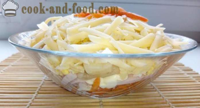 Simple salad at chips - kung paano gumawa ng isang layered salad na may ham, mushroom at chips, isang hakbang-hakbang recipe litrato