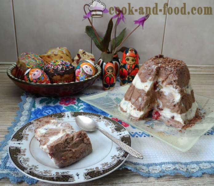 Tsar Easter cottage cheese na may tsokolate, letse-kondensada at walang itlog - kung paano magluto ang royal Easter sa bahay, hakbang-hakbang recipe litrato
