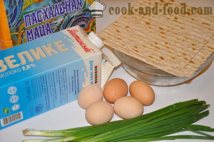 Omelette na may matsa - simple Jewish pinggan Passover, kung paano magluto na may itlog matsa, ang isang hakbang-hakbang recipe litrato