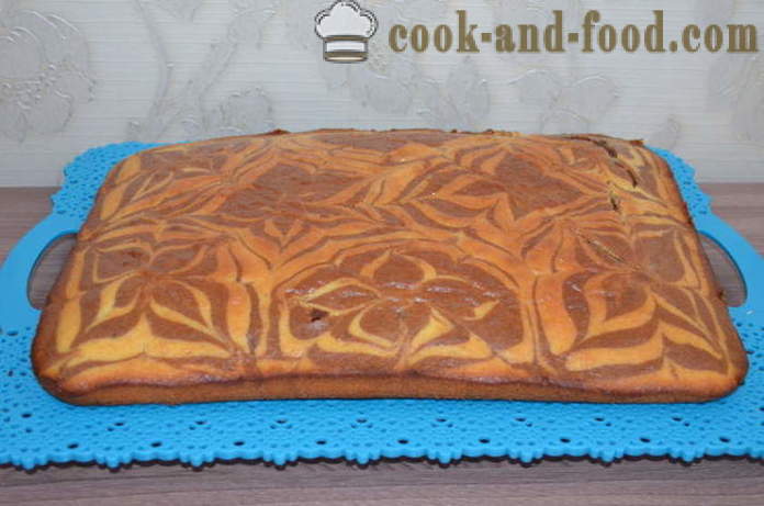 Home-made cake Zebra - Zebra kung paano magluto ng cake, sunud-sunod na recipe litrato