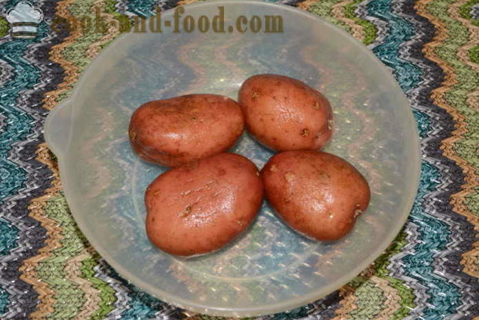 Mabilis na lutong patatas sa microwave - kung paano masarap na lutong patatas sa microwave sa balat, na may isang hakbang-hakbang recipe litrato