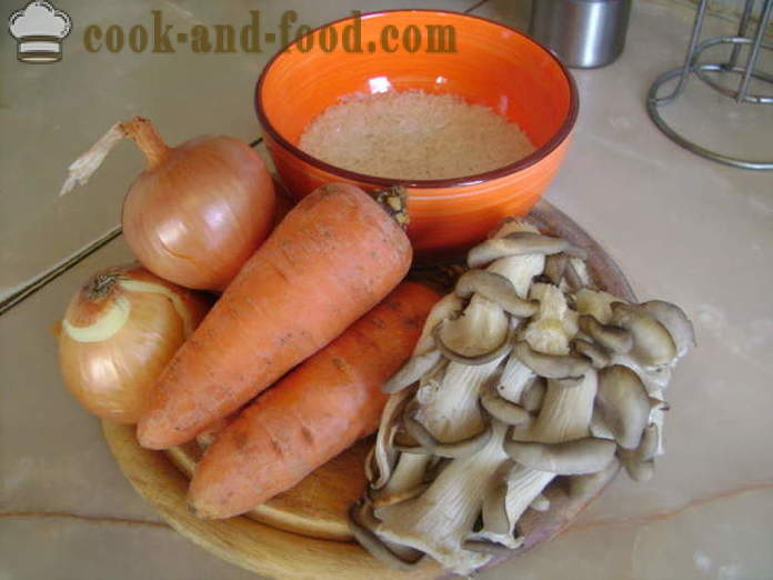 Meatless pilaf na may mushroom sa isang pan Pagprito - kung paano magluto meatless risoto na may mushroom, isang hakbang-hakbang recipe litrato