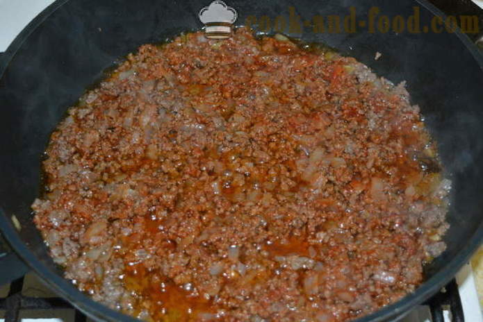 Macaroni kaserol na may tinadtad na karne at bechamel sauce - kung paano magluto pasta kaserol sa hurno, na may isang hakbang-hakbang recipe litrato