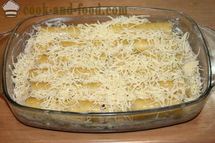 Cannelloni na may palaman sa oven sa isang mag-atas sauce - kung paano magluto cannelloni na may tinadtad na karne sa hurno, na may isang hakbang-hakbang recipe litrato