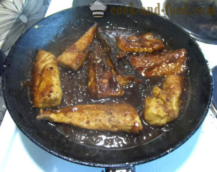 Mackerel pinirito sa teriyaki sauce sa isang pan - kung paano magluto ng masarap na pritong alumahan, hakbang-hakbang recipe litrato