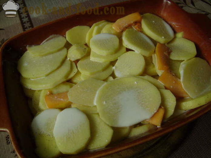Lutong patatas na may kalabasa at cream - kung paano magluto patatas na may kalabasa sa hurno, na may isang hakbang-hakbang recipe litrato