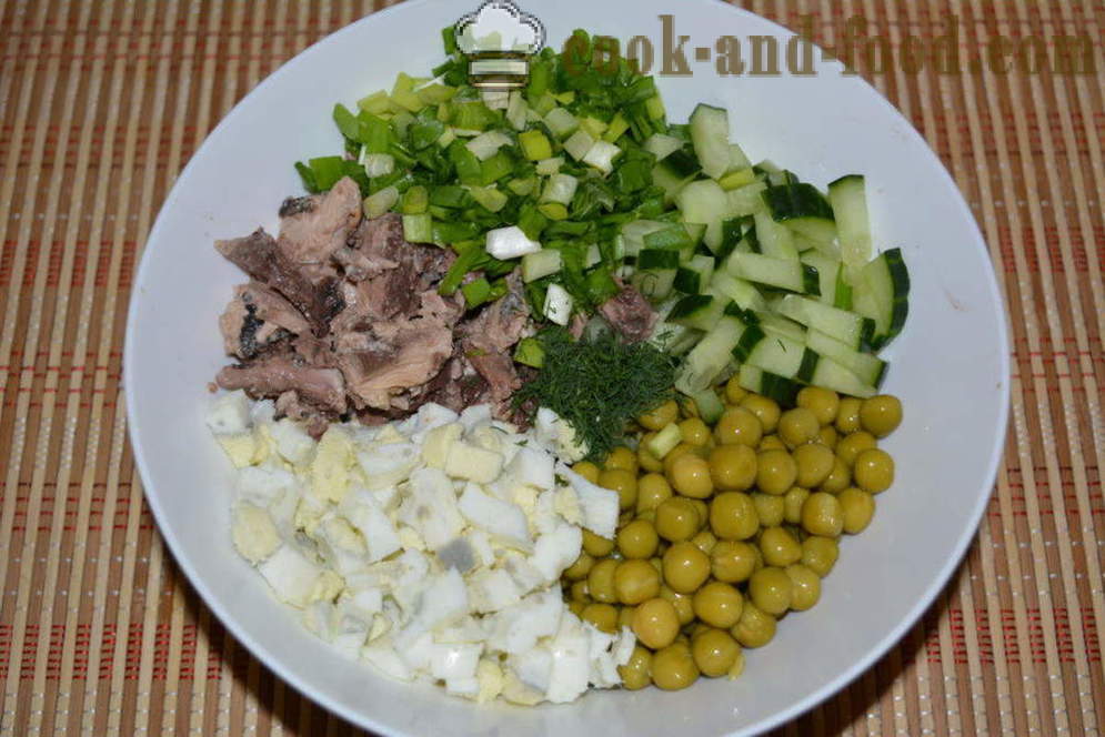 Salad na may de-latang tuna at mayonesa - kung paano upang maghanda ng isang salad na may de-latang tuna, hakbang-hakbang recipe litrato