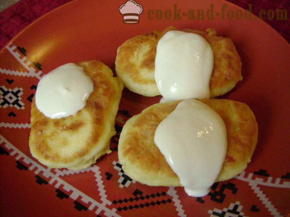 Curd cheese cake na walang baking soda - kung paano gumawa ng keso pancake keso sa isang pan Pagprito, ang isang hakbang-hakbang recipe litrato
