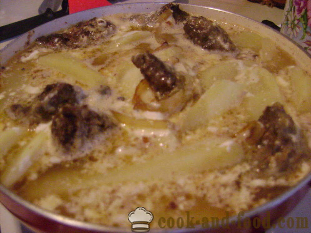 Potato nilagang karne na may karne ng baka atay - kung paano magluto ng nilagang patatas na may atay sa isang pan Pagprito, ang isang hakbang-hakbang recipe litrato