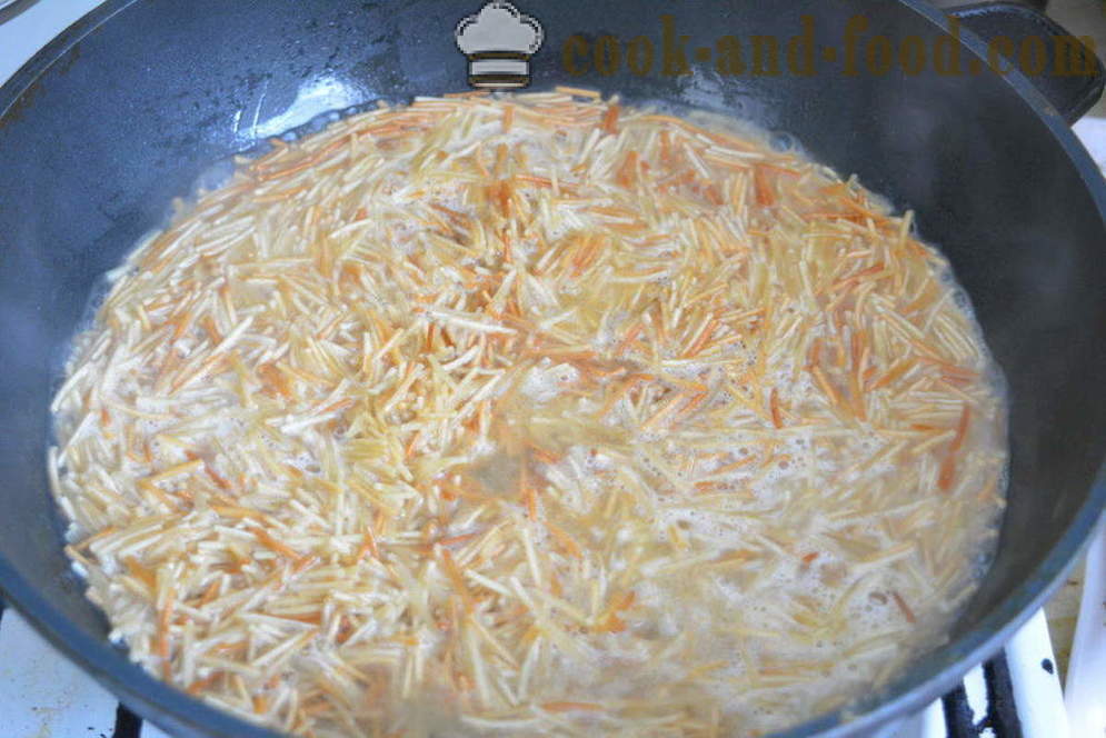 Fried noodles sa isang pan - kung paano magluto pritong vermicelli-bahay-gagamba nang walang draining ang tubig, hakbang-hakbang recipe litrato