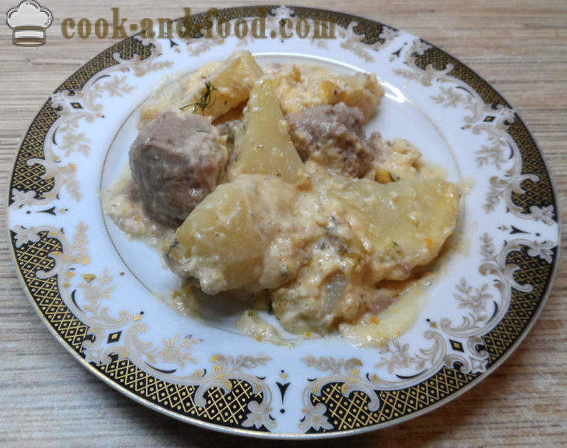 Croquettes ilalim bechamel sauce sa oven - kung paano magluto meatballs na may patatas at cream gravy, isang hakbang-hakbang recipe litrato