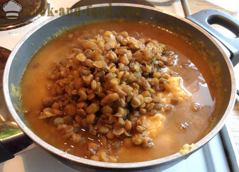 Kalabasa at lentil sopas - kung paano magluto sopas ng brown lentils, hakbang-hakbang recipe litrato