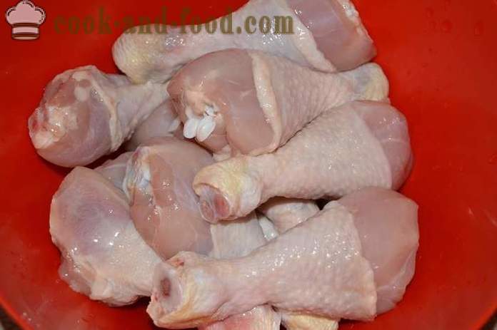 Chicken baketa sa multivarka na may gulay at sauce - parehong masarap magluto drumsticks manok sa multivarka, sunud-sunod na recipe litrato