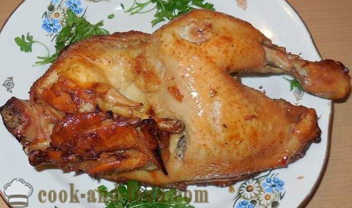 Chicken lutong sa isang manggas (kalahating patay na hayop) - tulad ng isang masarap na manok na niluto sa hurno, ang lutong manok recipe stepwise, na may mga larawan