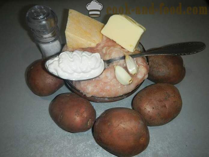 Lutong patatas na may tinadtad na karne at keso - tulad ng lutong patatas sa oven, ang recipe hakbang-hakbang na may mga larawan.