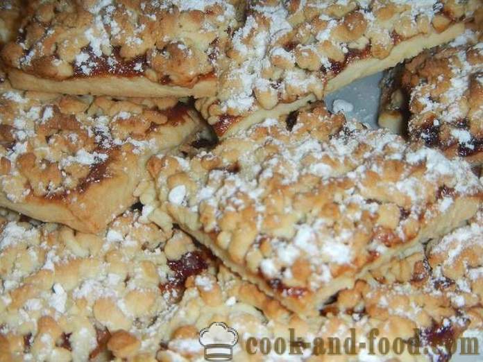 Shortbread cookies na may jam at crumbs mula sa mga pagsubok - kung paano magluto biskwit na may crumbs sa itaas, hakbang-hakbang recipe putol-putol na pastry na may mga larawan.
